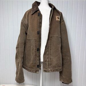 Carhartt Vintage Brown Coat with Black Lining Size XL Regula Made in USA J22CHT